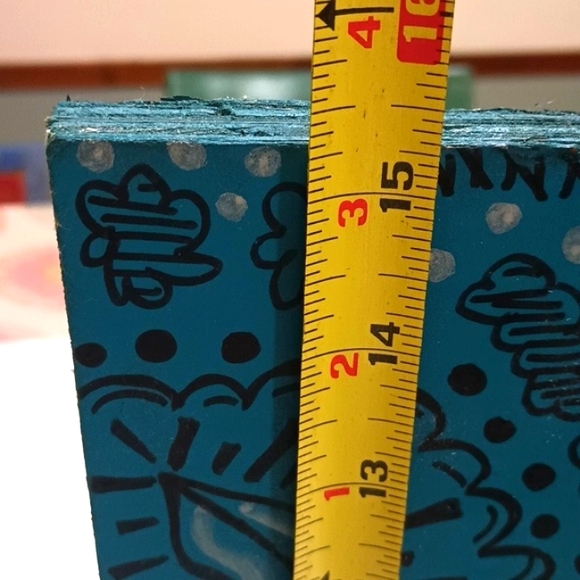 OOAK Upcycled Hand Painted Abstract Doodle Folk Art 'Love' Shelf Wall Decor - Picture 4 of 7